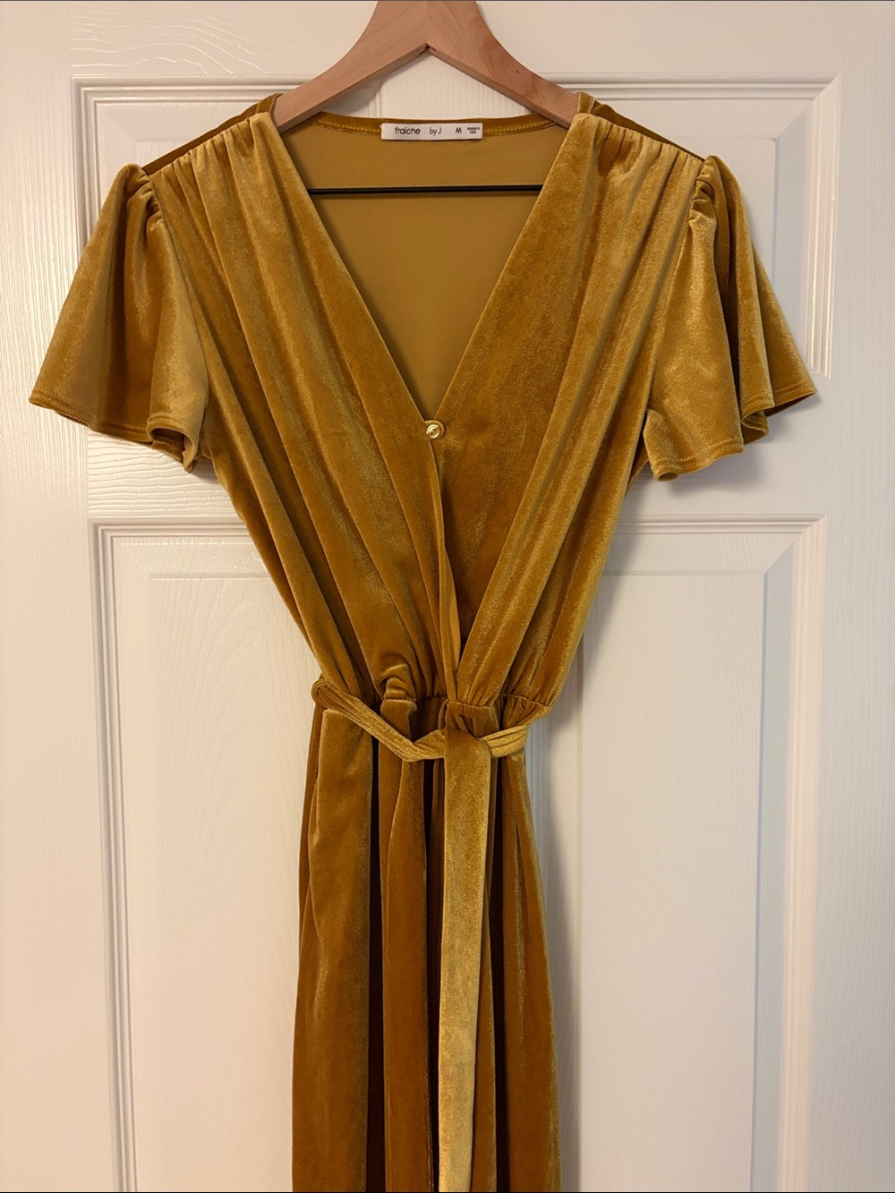 Velvet Wrap Maxi Dress in Mustard — Fraiche by J